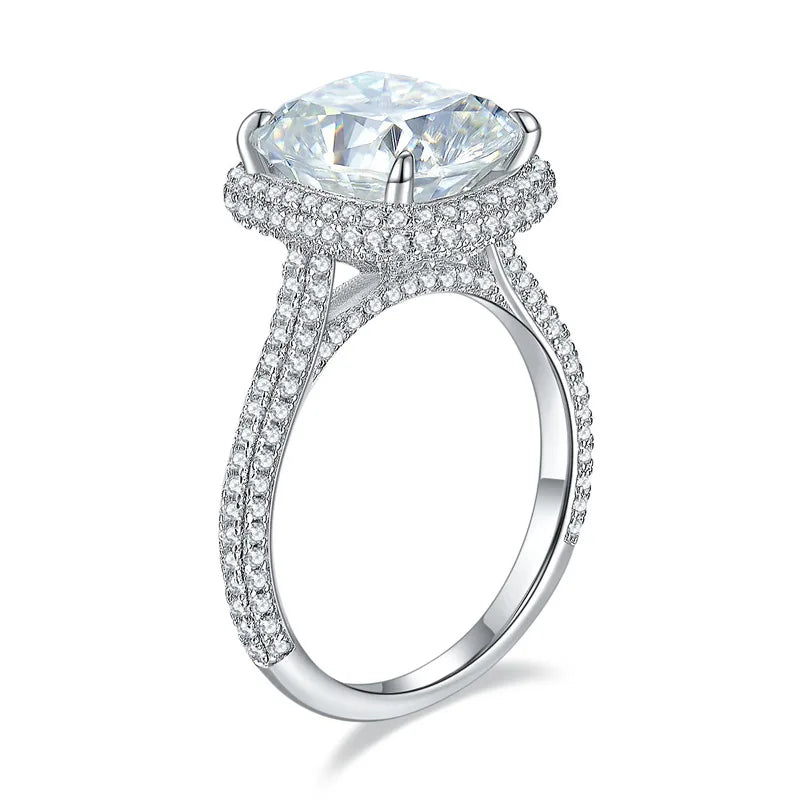 925 Sterling Silver Rings 5 Carat D Color Radiant Cut All Moissanite Engagement Wedding Ring For Women Jewelry