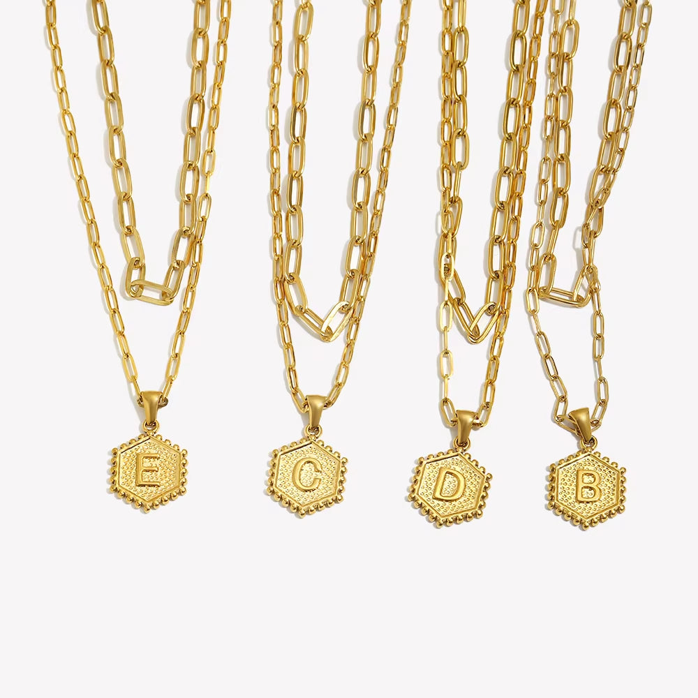 Layered Paperclip Initial Necklace