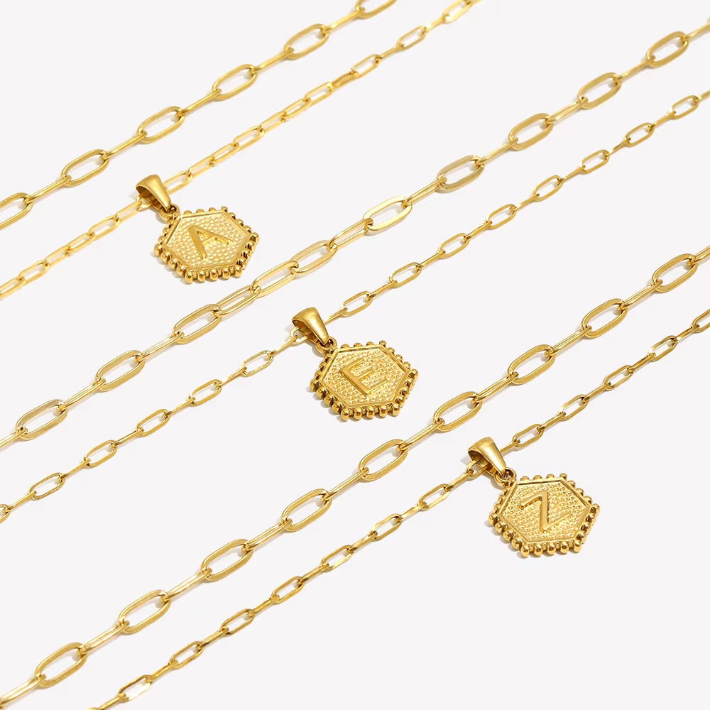 Layered Paperclip Initial Necklace