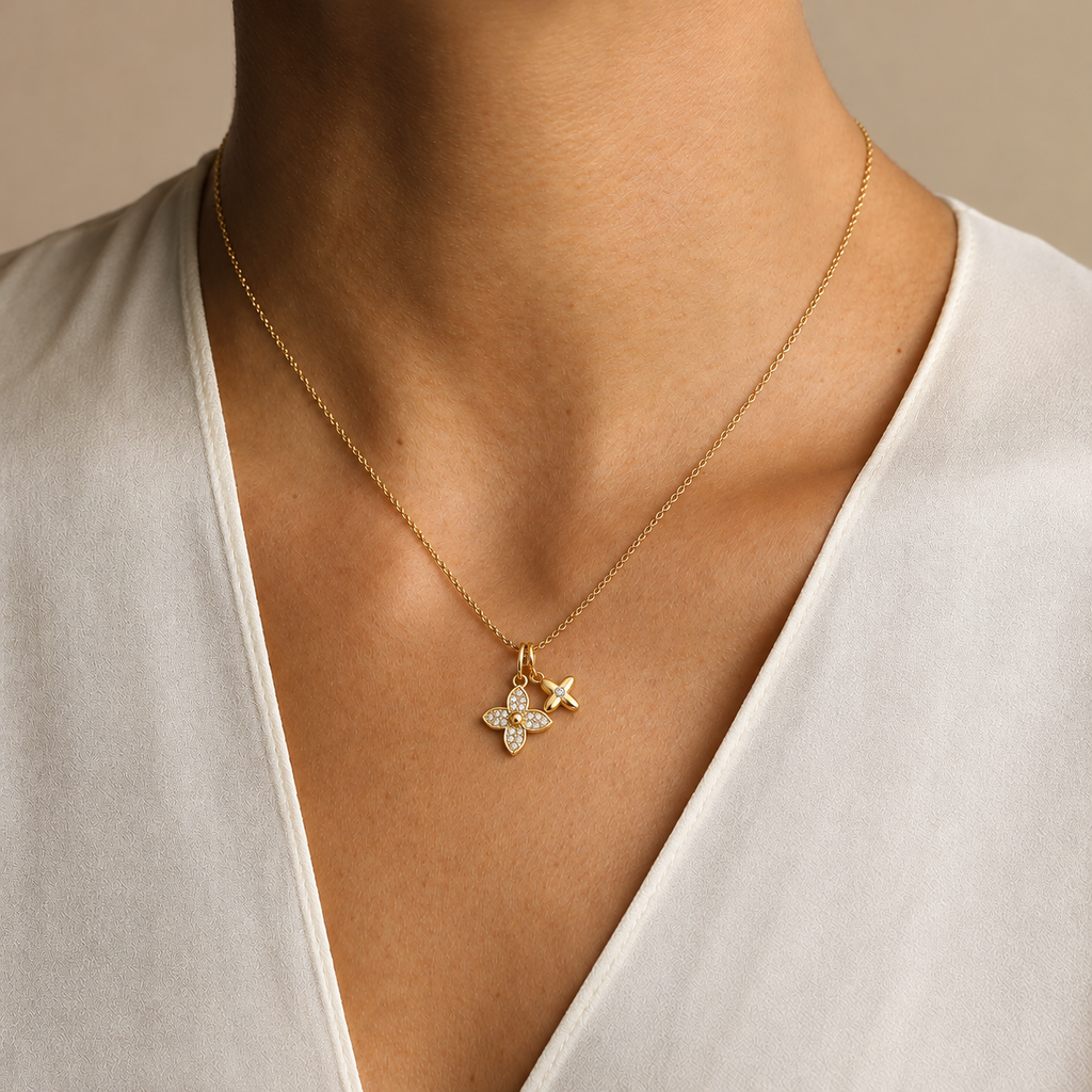 Crystal Clover Pendant Necklace