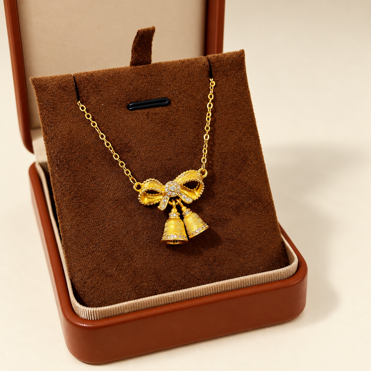 Bow Bell Charm Necklace