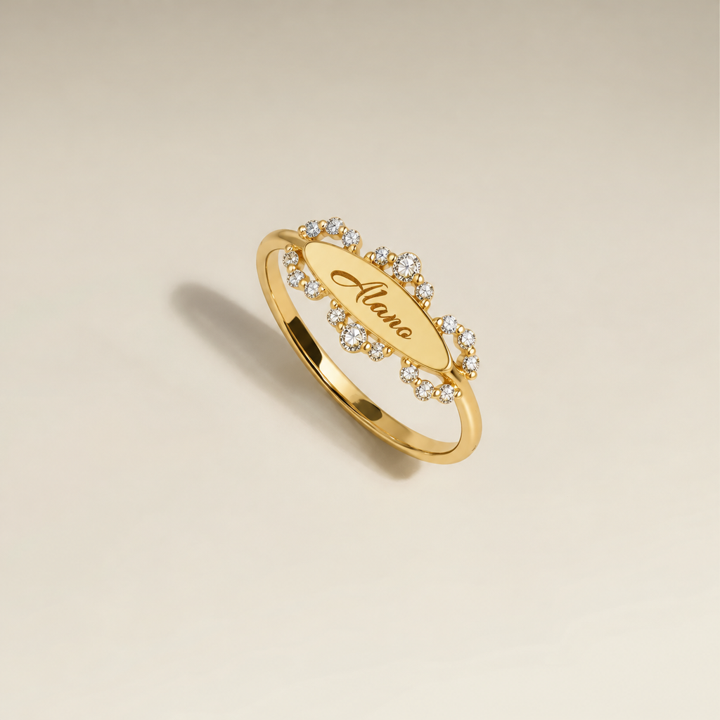 Crystal Letter Adjustable Ring