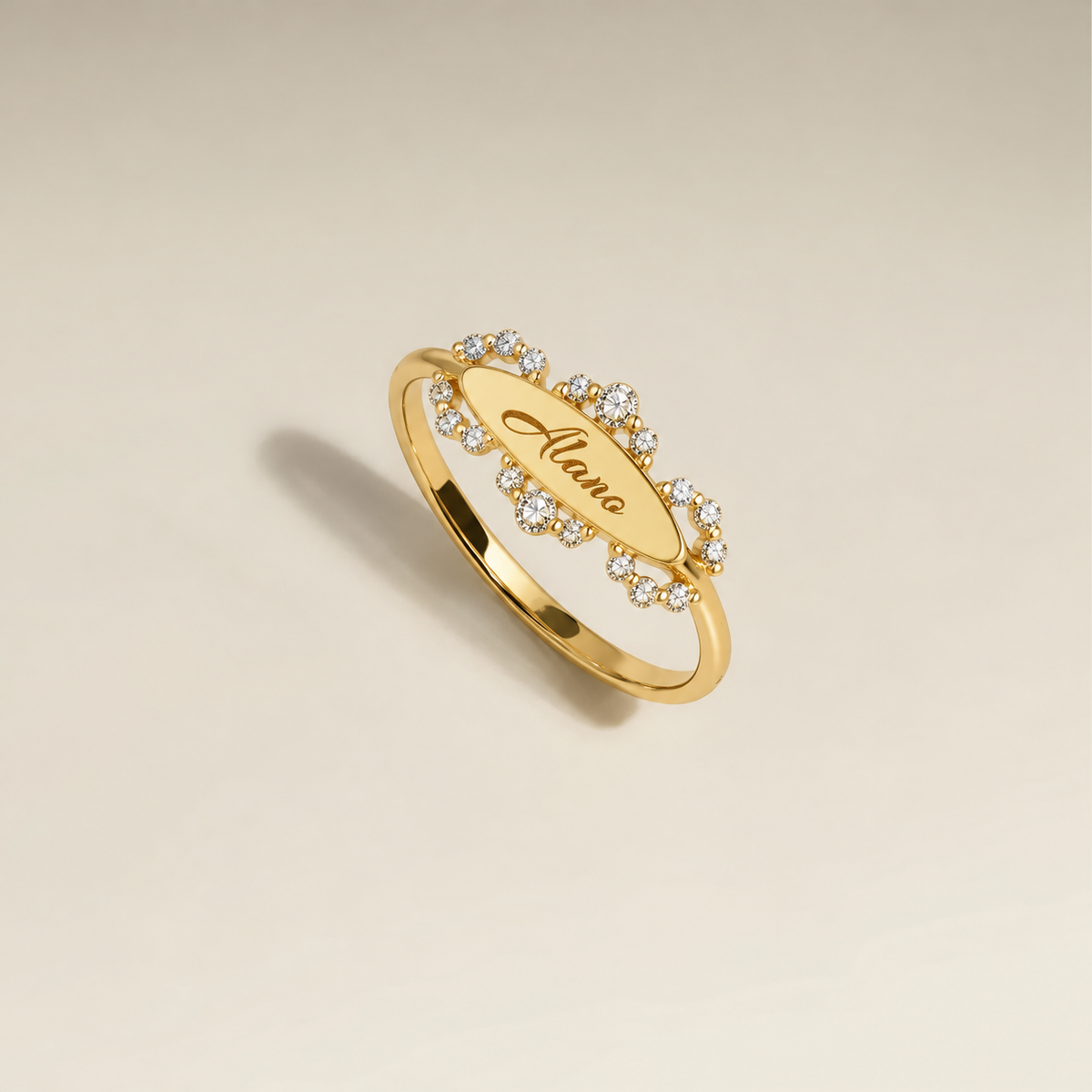 Crystal Letter Adjustable Ring