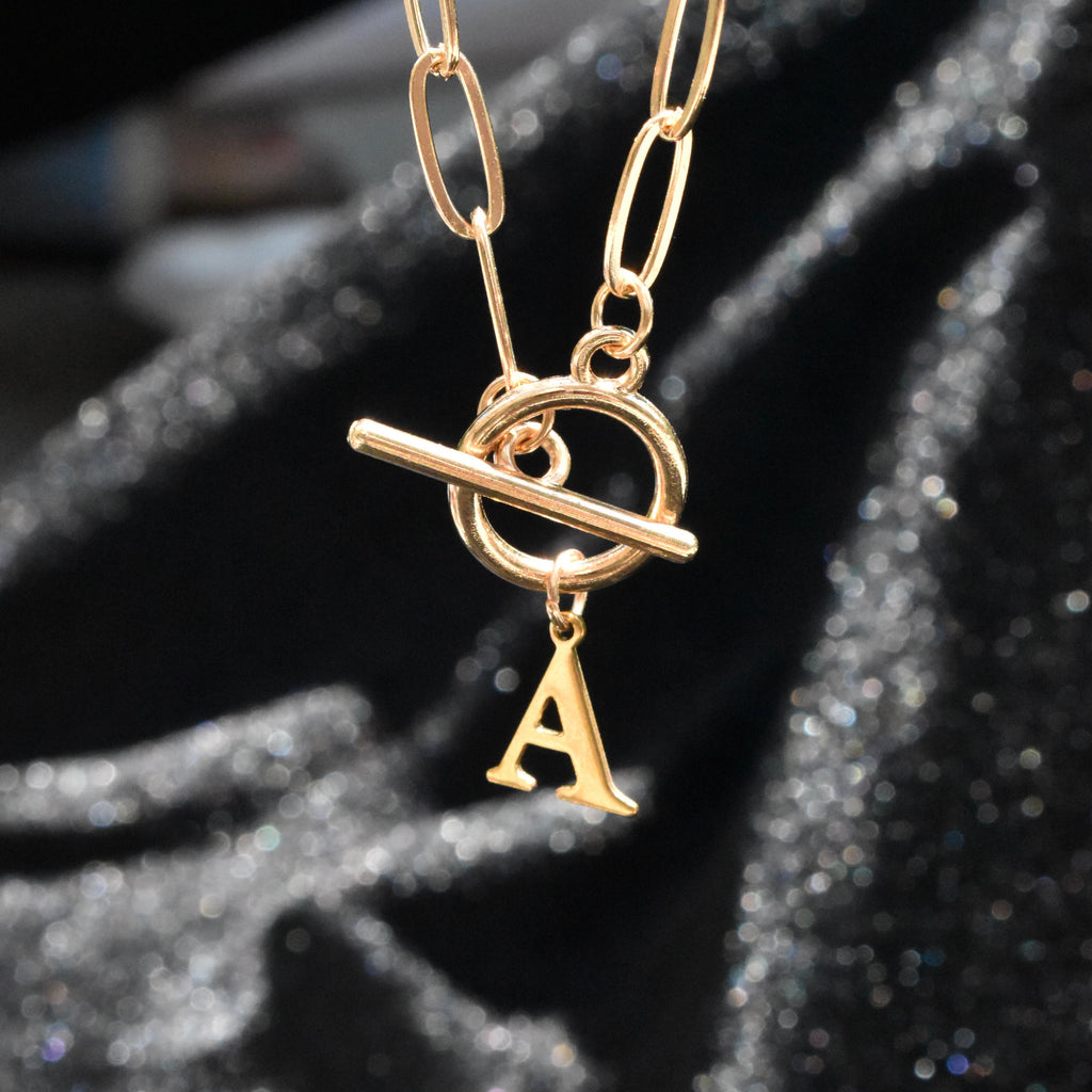 Toggle Initial Paperclip Necklace
