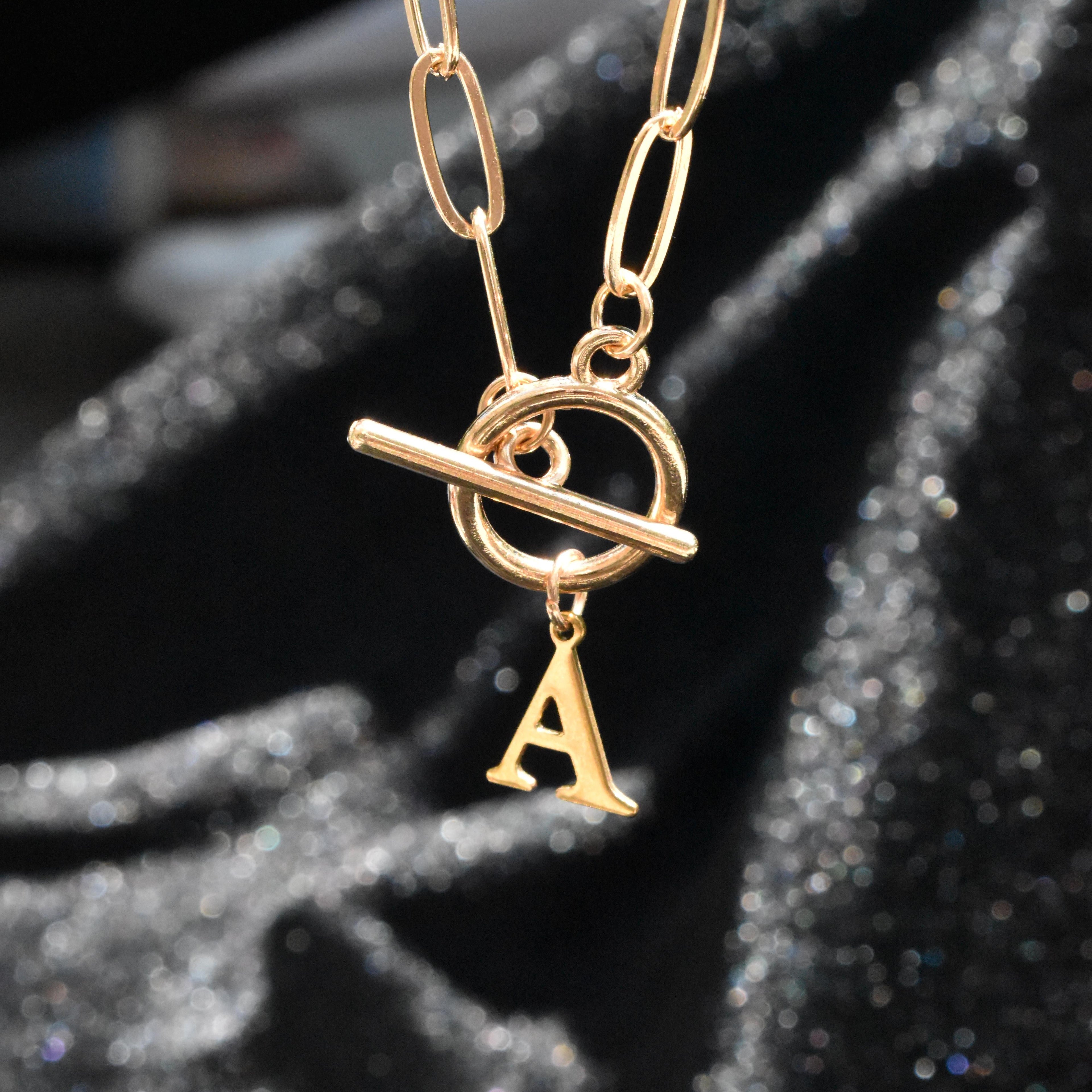 Toggle Initial Paperclip Necklace
