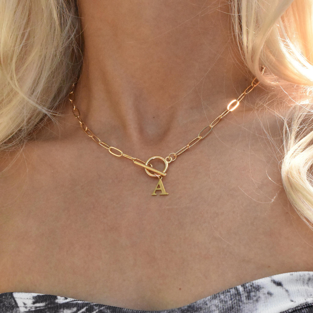 Toggle Initial Paperclip Necklace