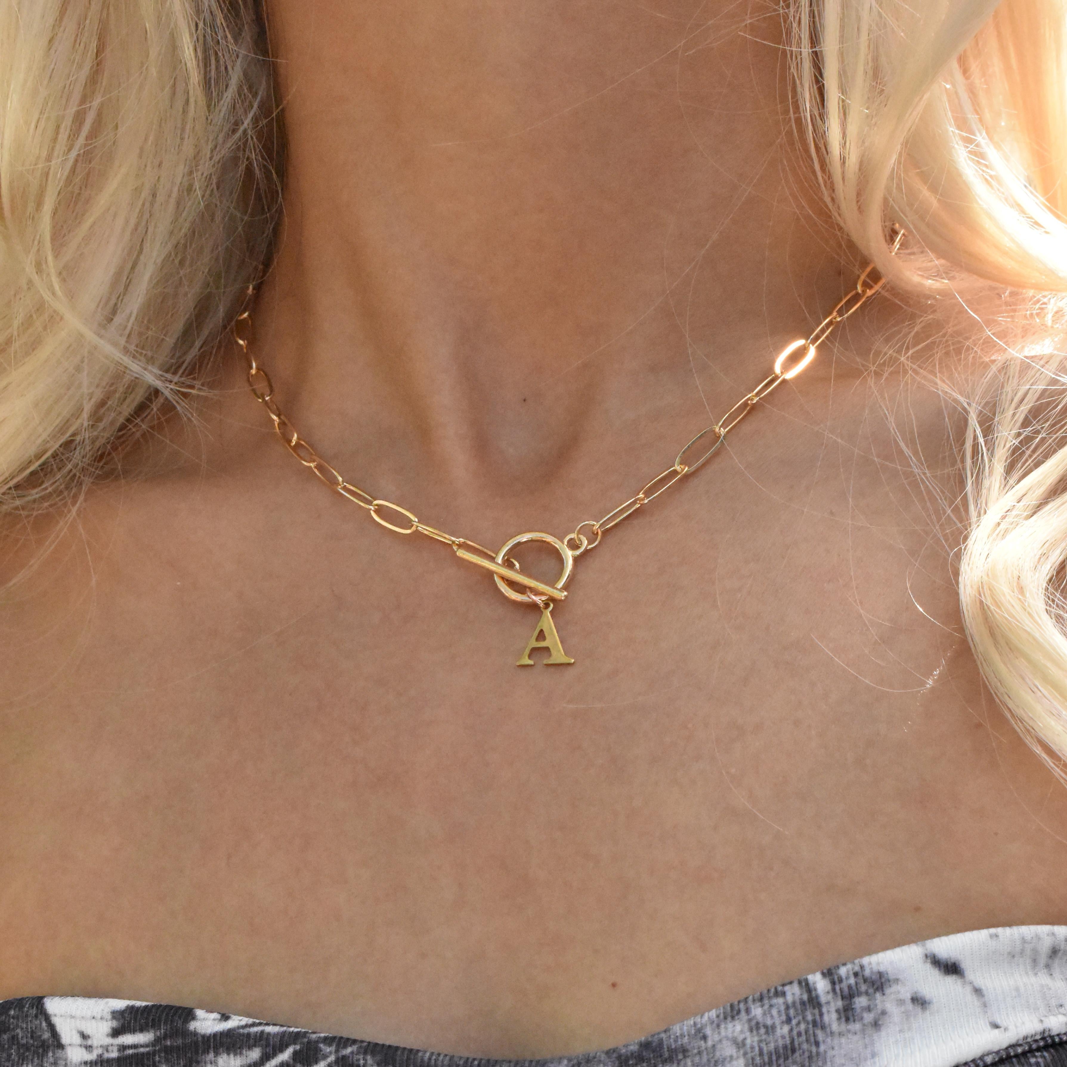 Toggle Initial Paperclip Necklace