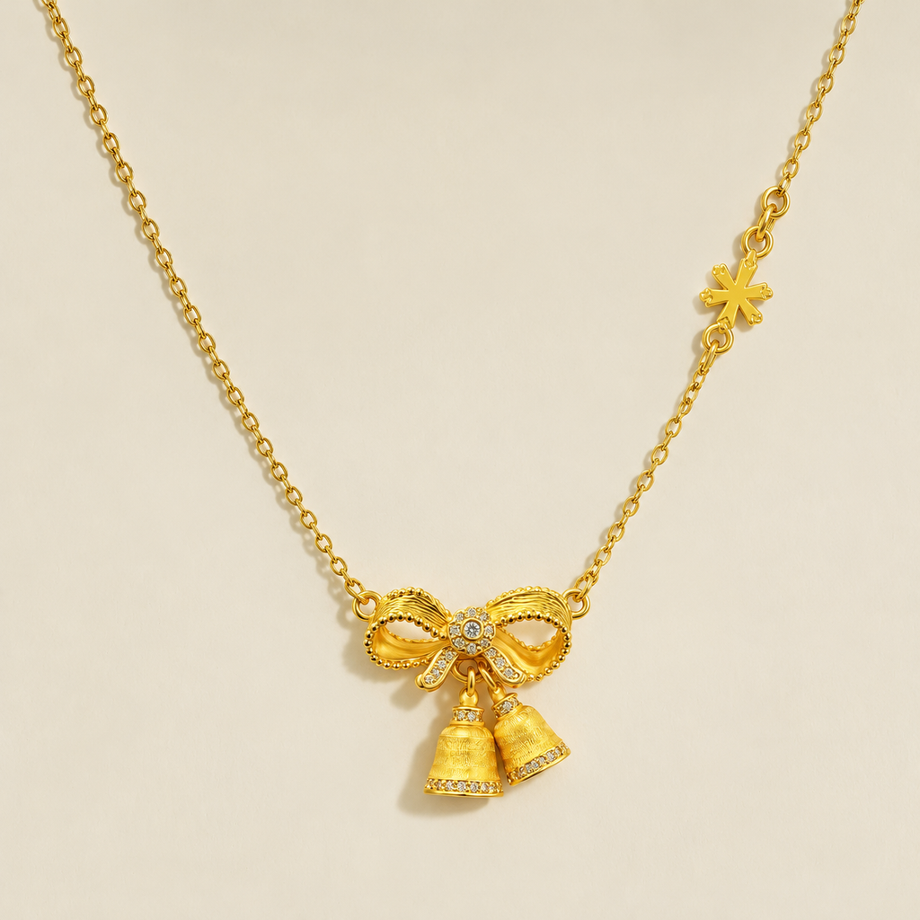 Bow Bell Charm Necklace