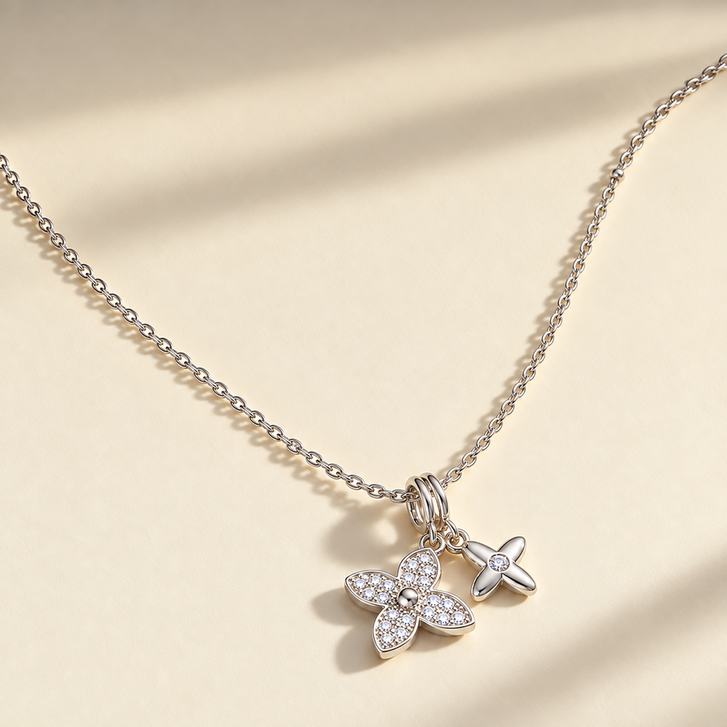 Crystal Clover Pendant Necklace