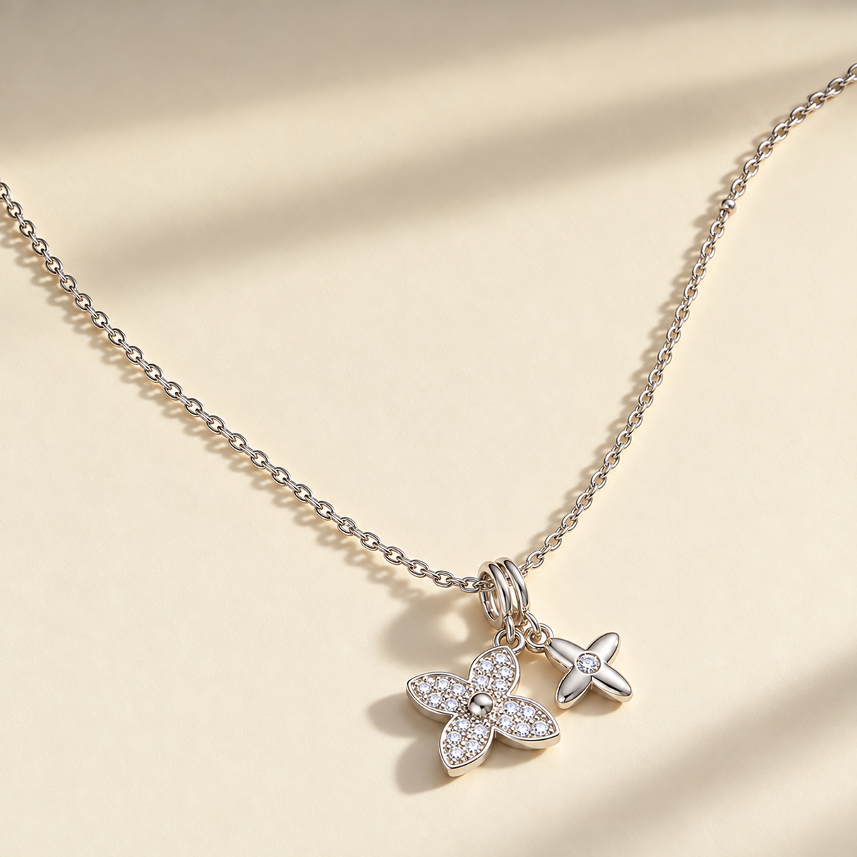Crystal Clover Pendant Necklace