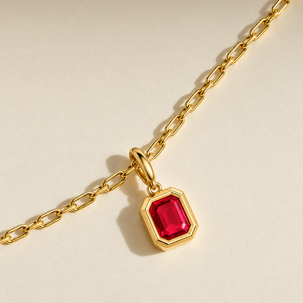 Square Birthstone Pendant Necklace