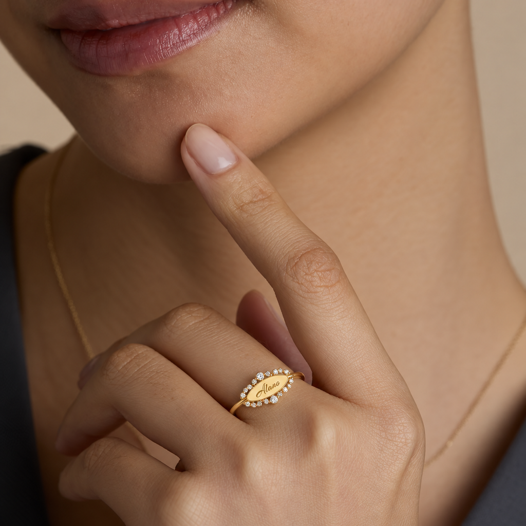 Crystal Letter Adjustable Ring