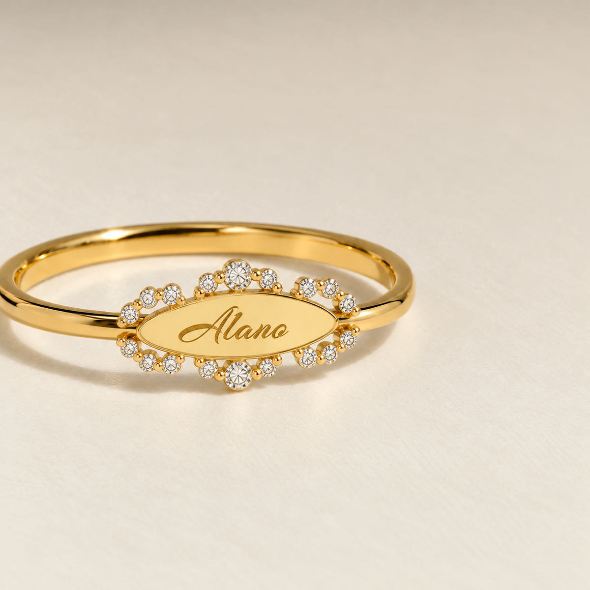 Crystal Letter Adjustable Ring