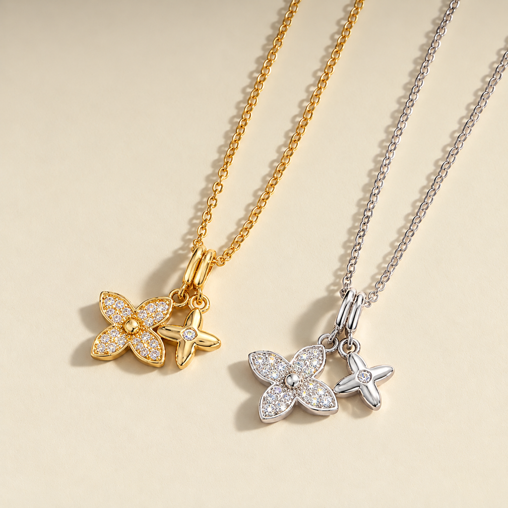 Crystal Clover Pendant Necklace