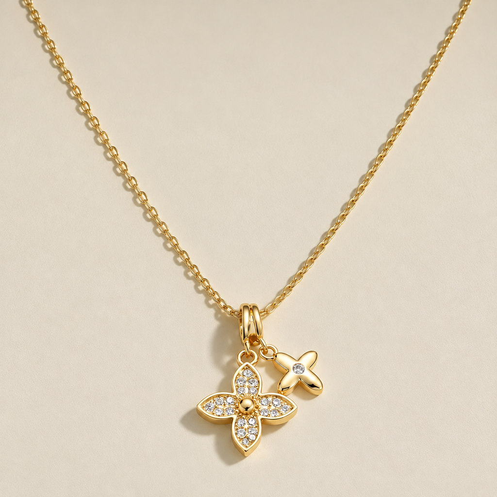Crystal Clover Pendant Necklace