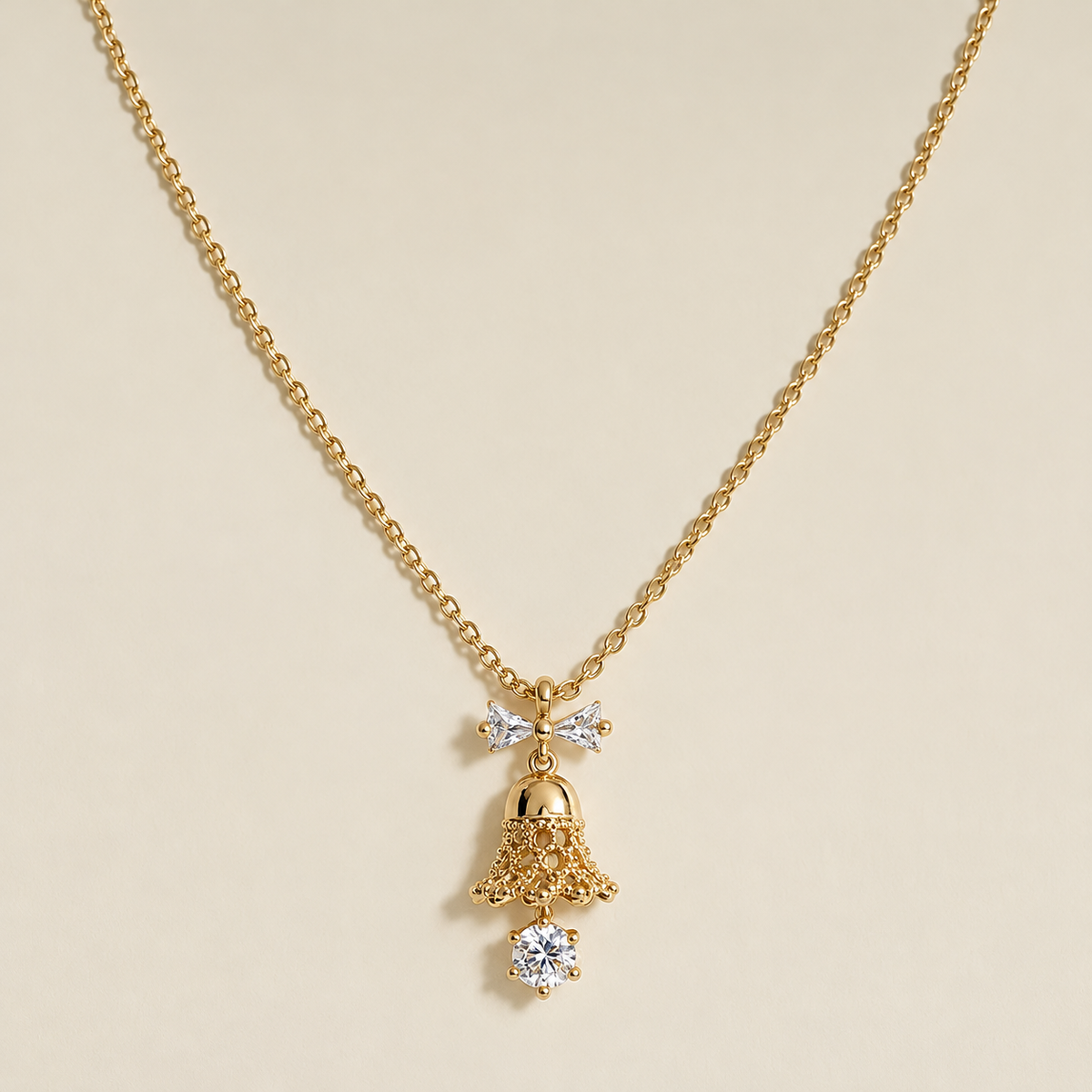 Bow Bell Pendant Necklace