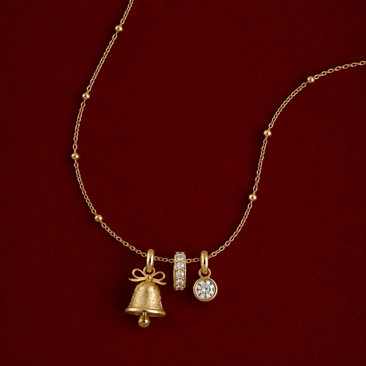 Snowflake Bell Charm Necklace