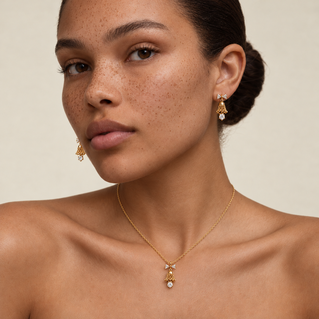 Crystal Bell Bow Earrings