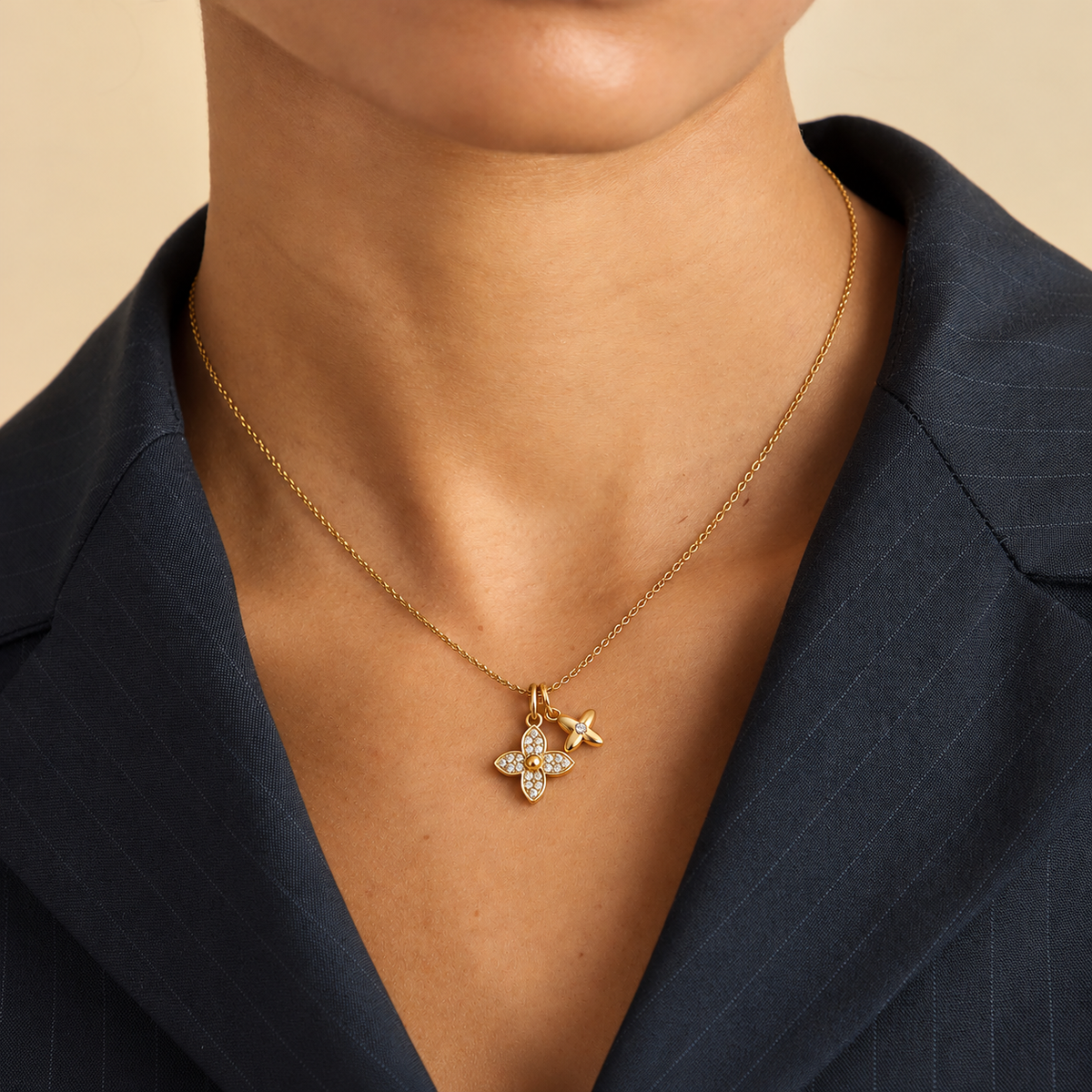 Crystal Clover Pendant Necklace