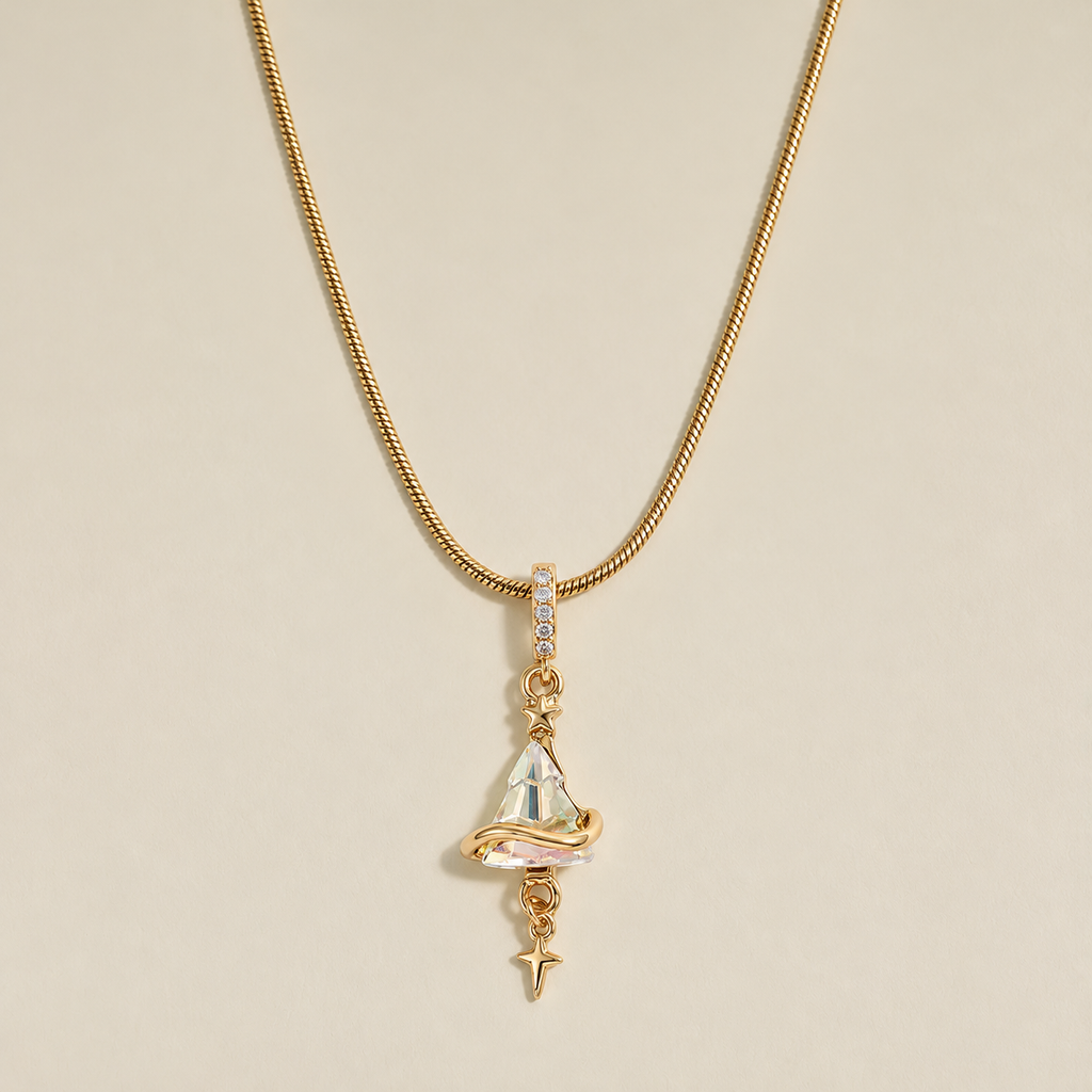 Starry Witch Hat Pendant Necklace
