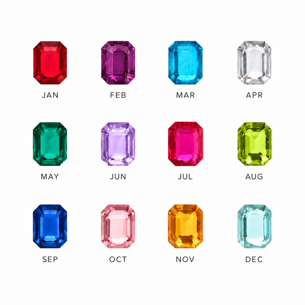 Square Birthstone Pendant Necklace