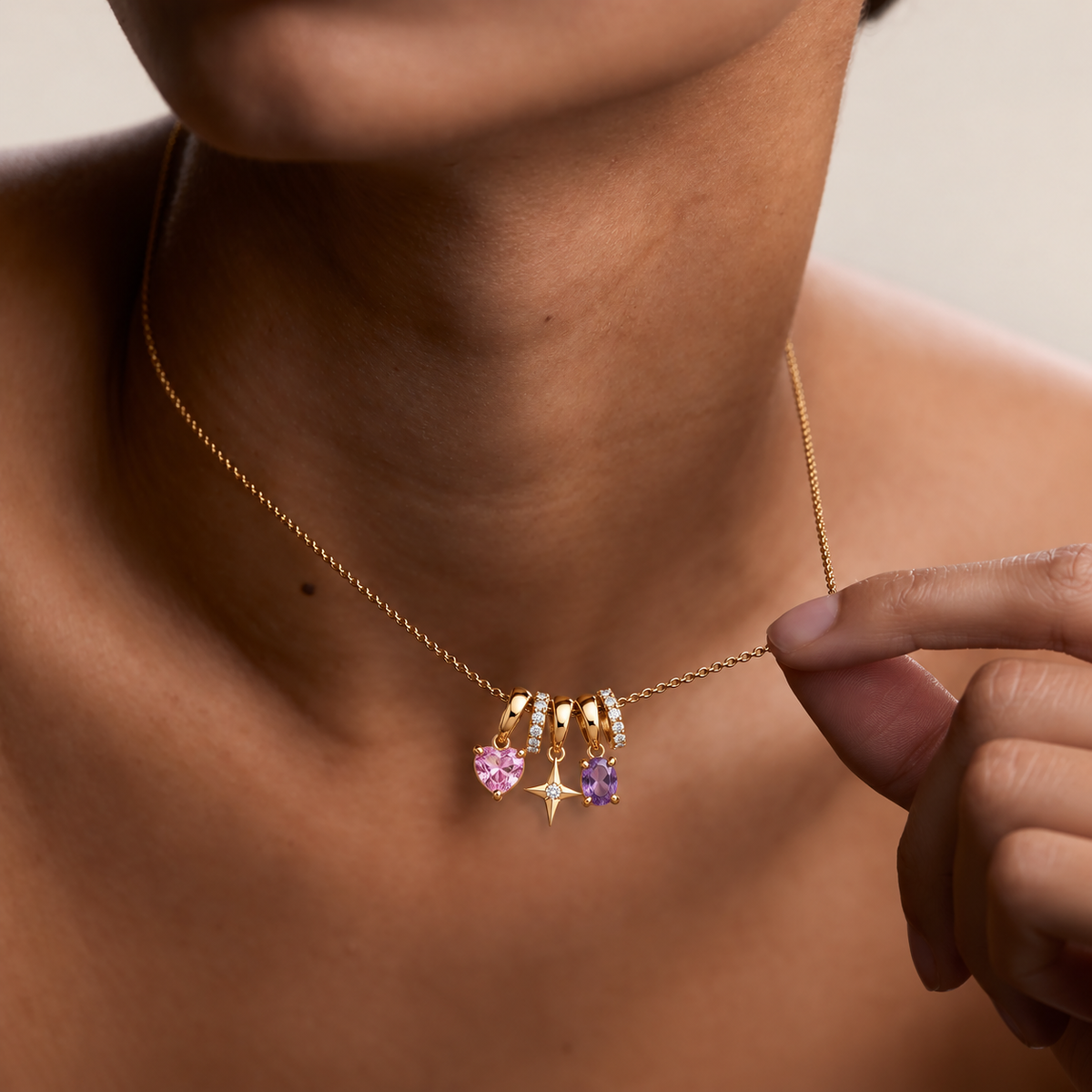 Crystal Heart Charm Necklace