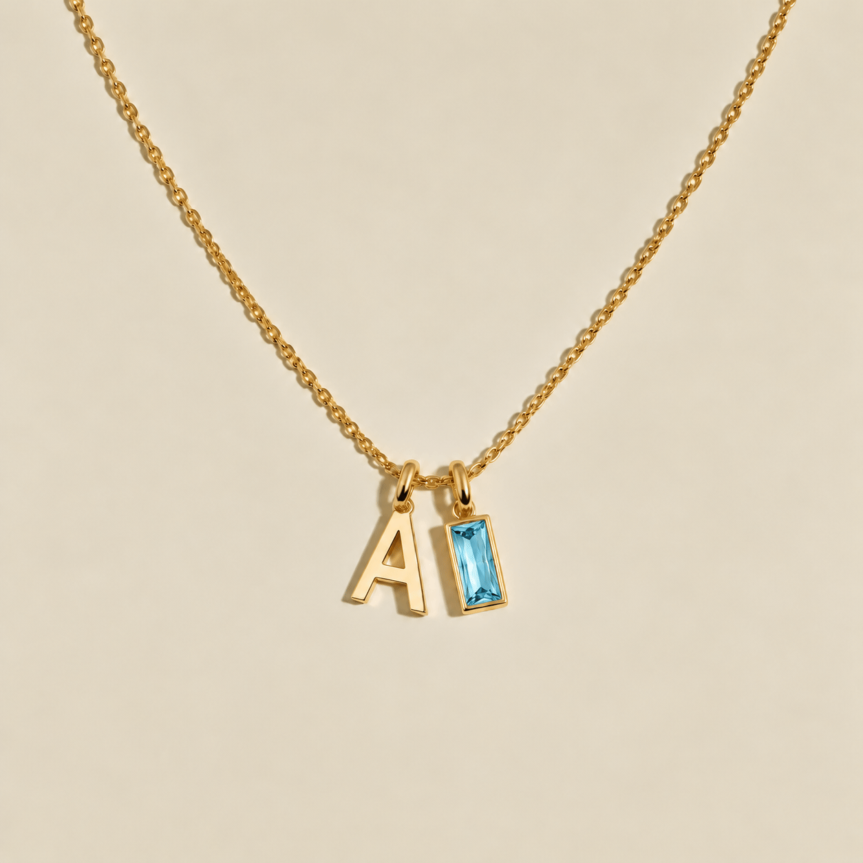 Initial Birthstone Necklace