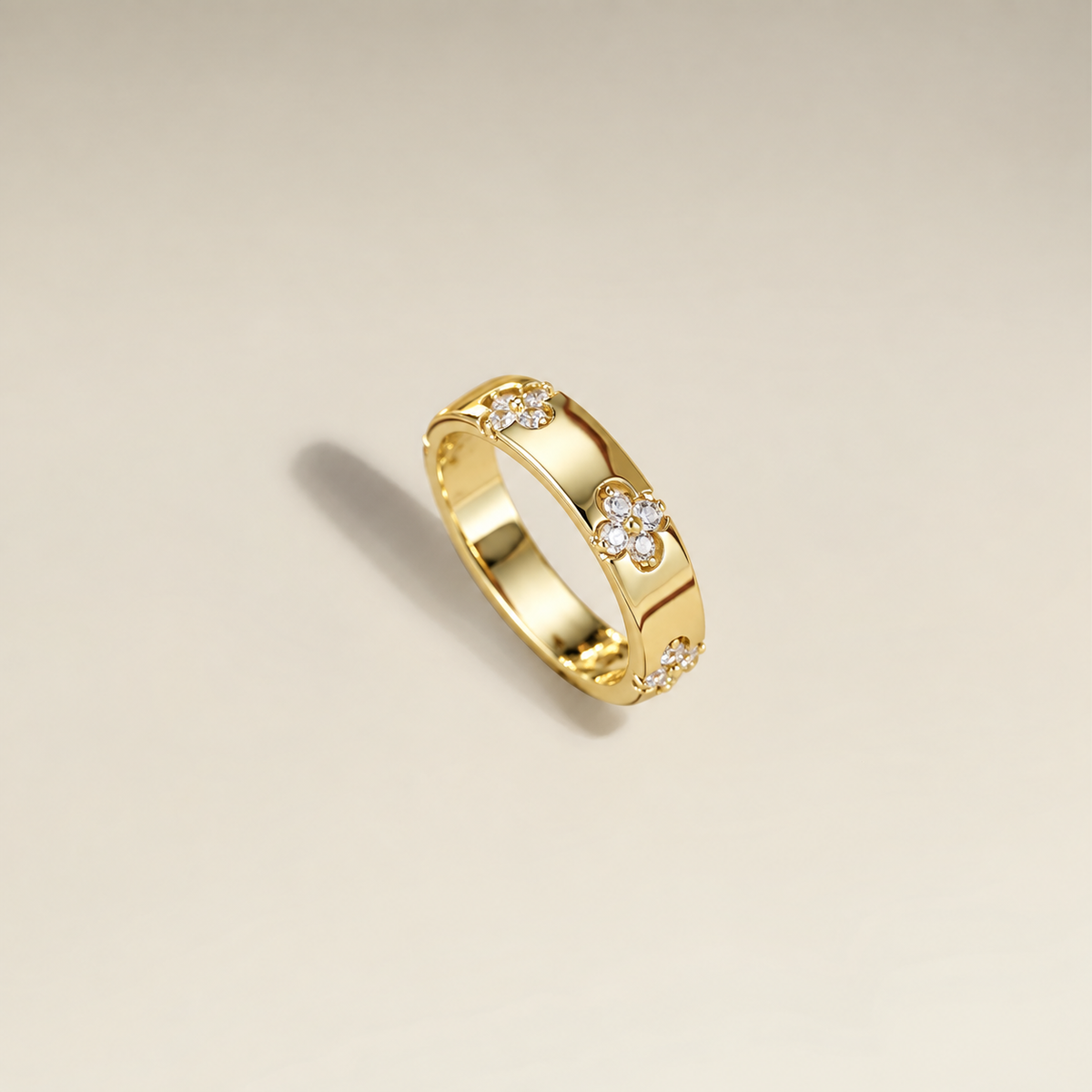 Floral Crystal Band Ring