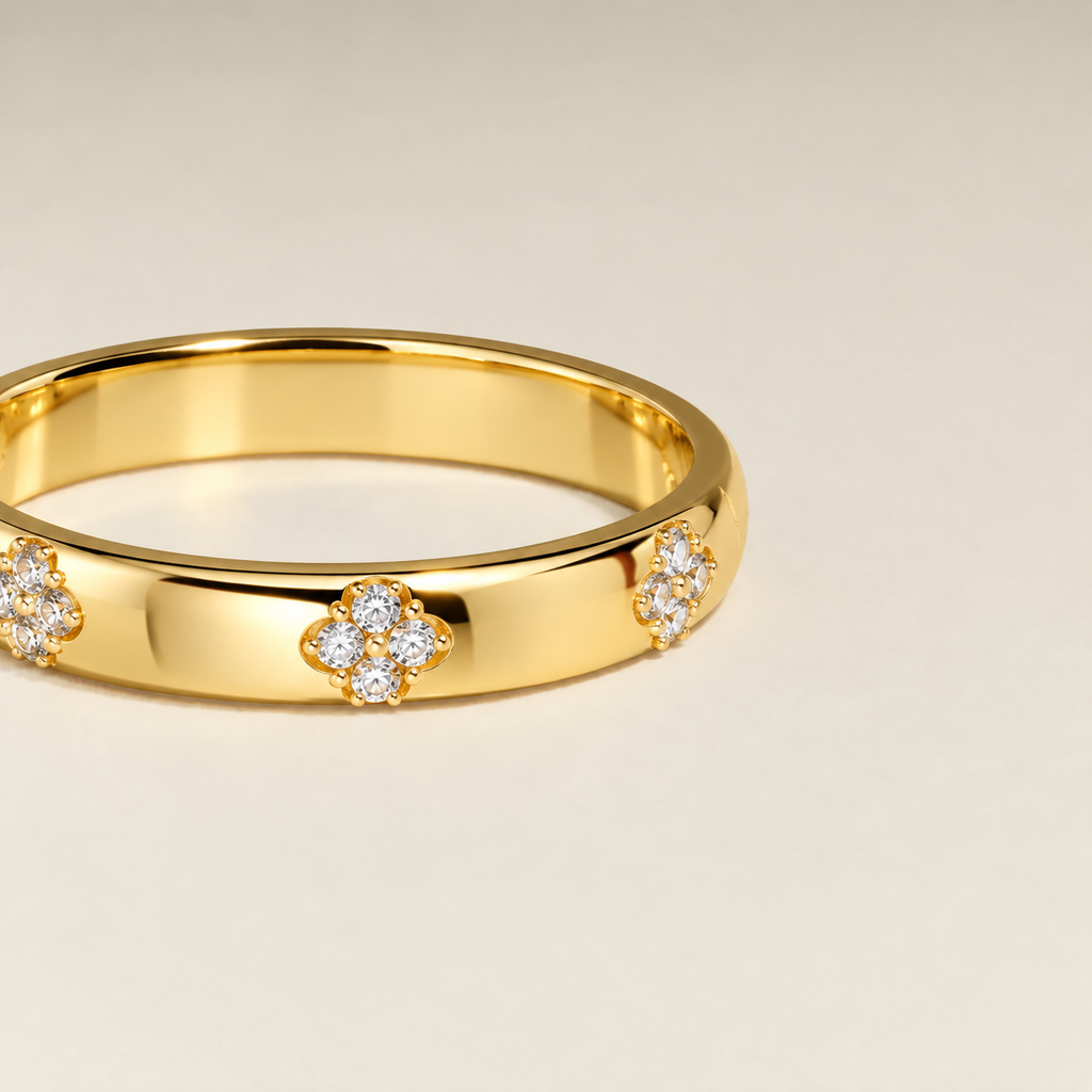 Floral Crystal Band Ring