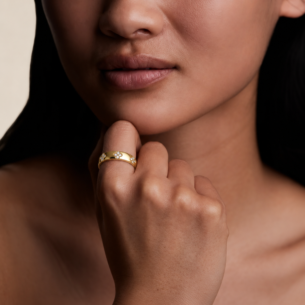 Floral Crystal Band Ring