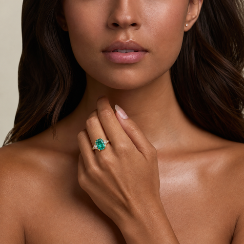 Adjustable Emerald Cut Crystal Ring