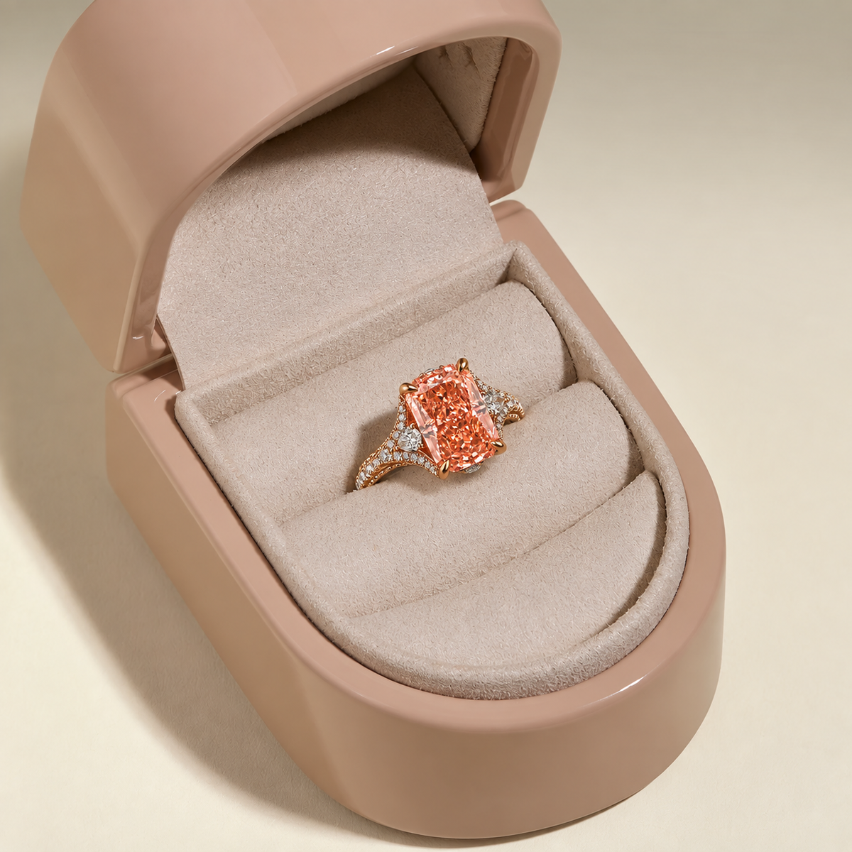 Adjustable Emerald Cut Crystal Ring