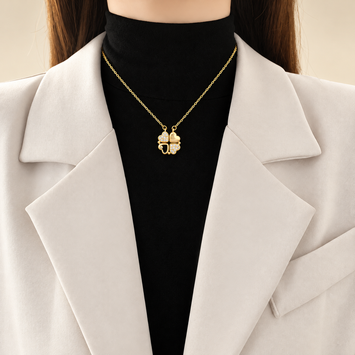 Heart Clover Pendant Necklace