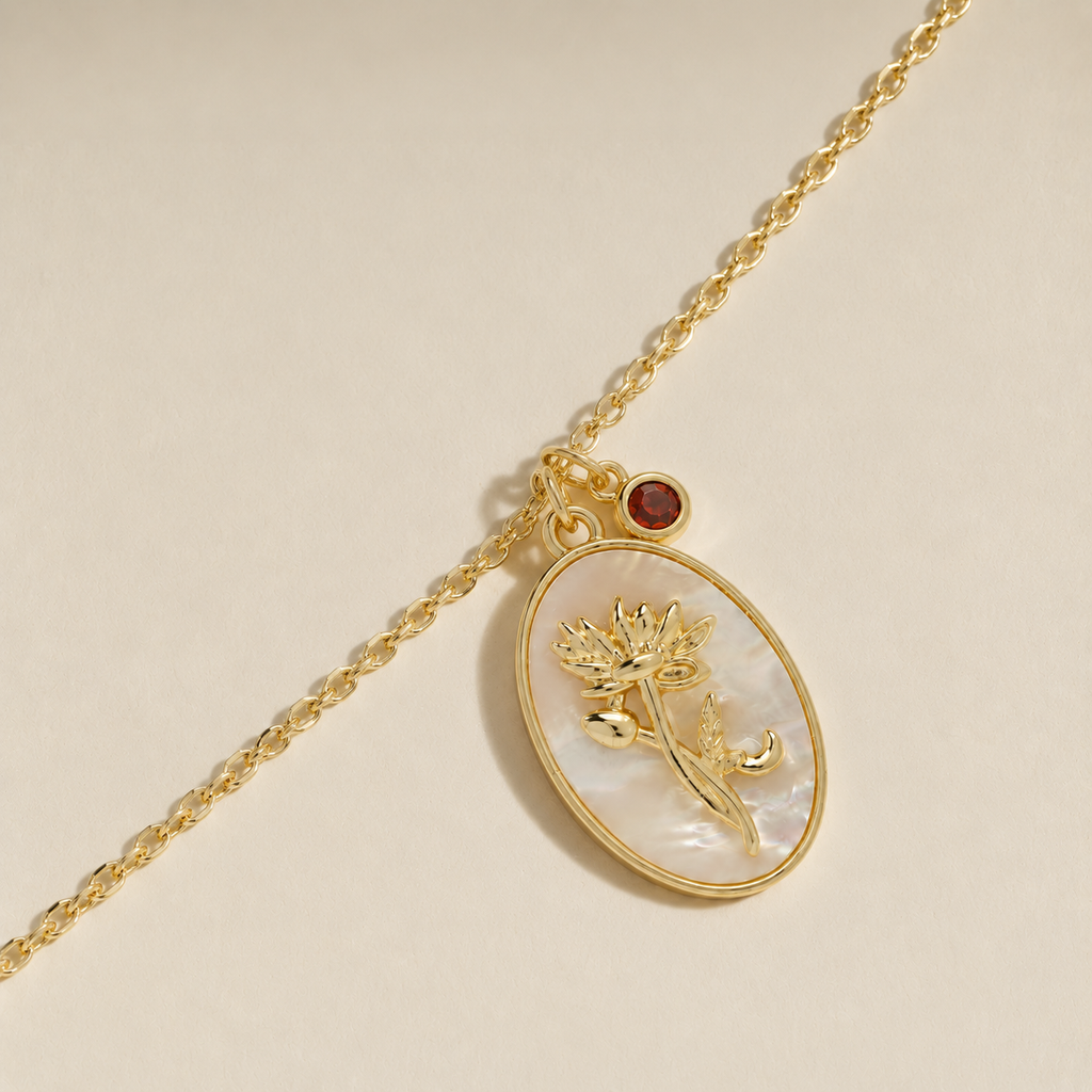 Birthstone Oval Pendant Necklace