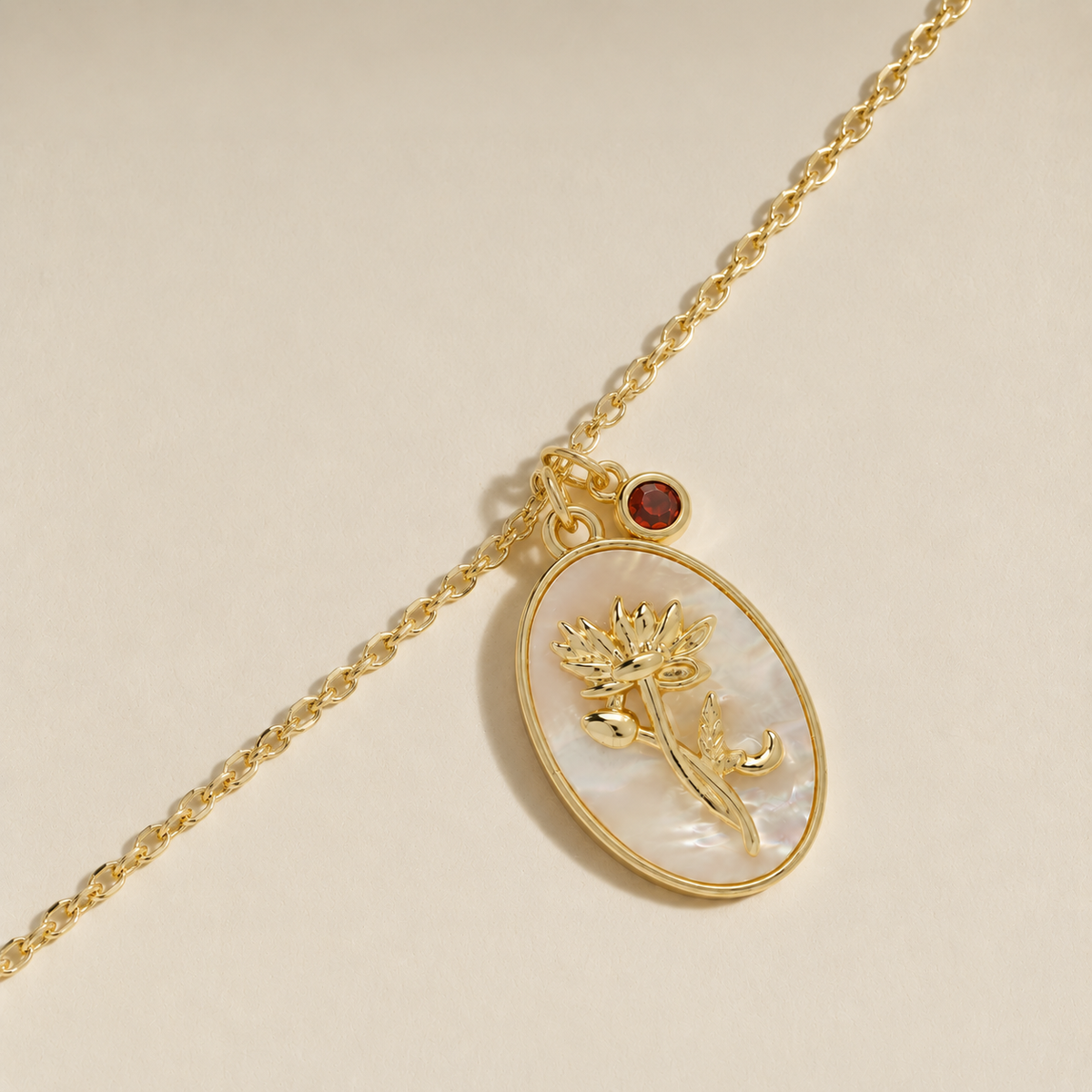 Birthstone Oval Pendant Necklace