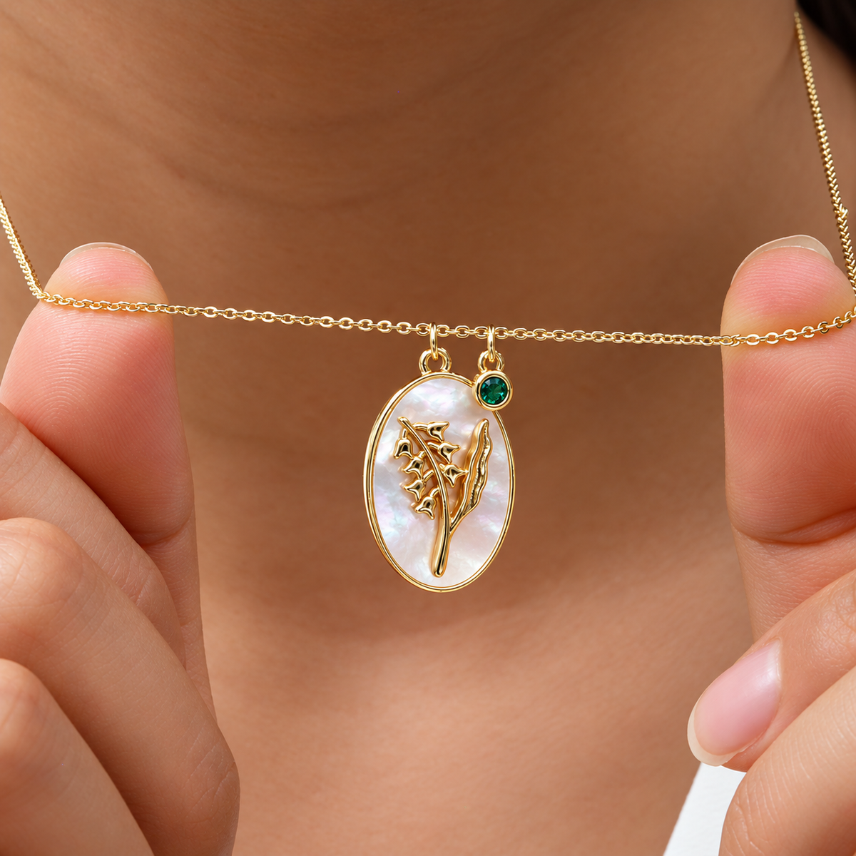 Birthstone Oval Pendant Necklace