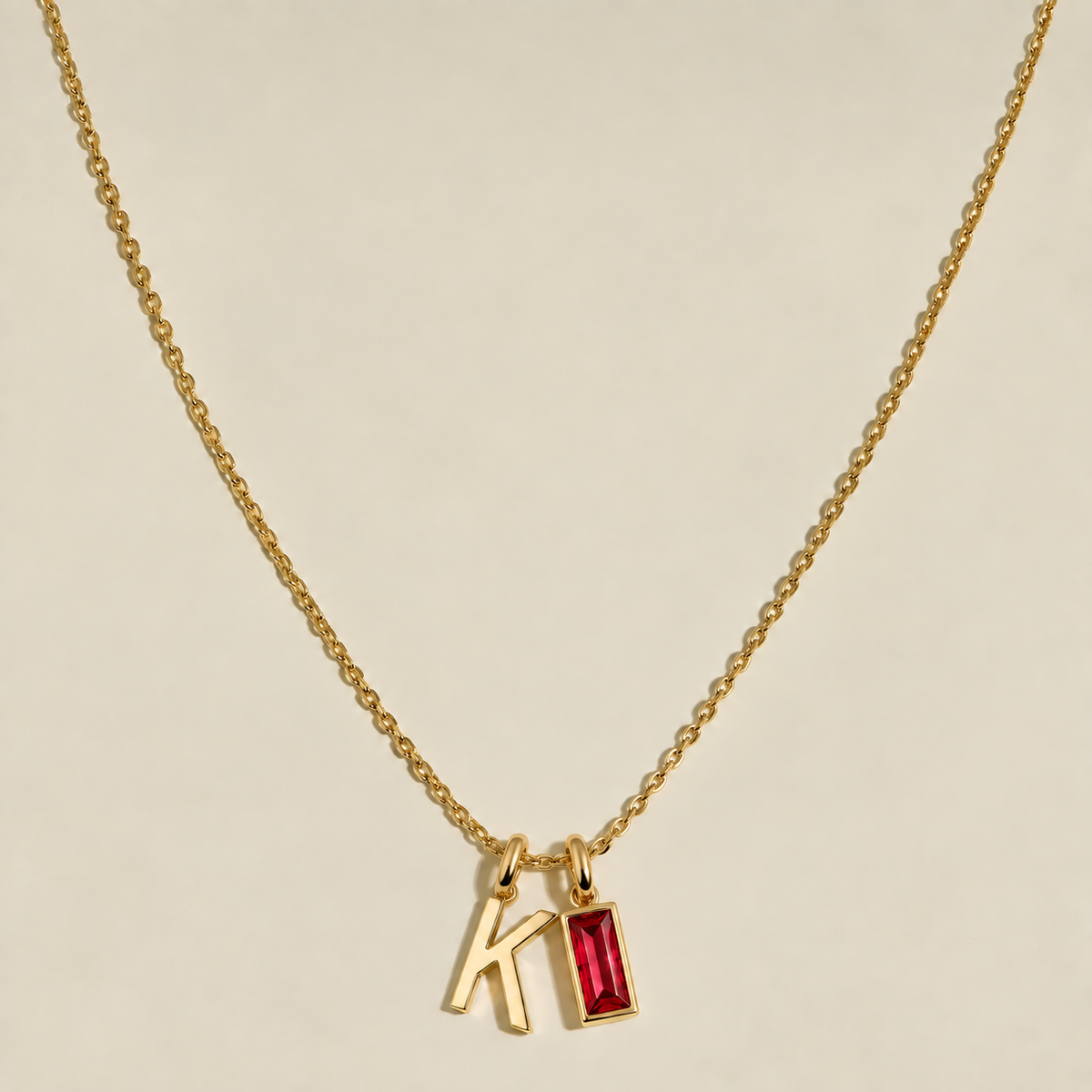 Initial Birthstone Pendant Necklace
