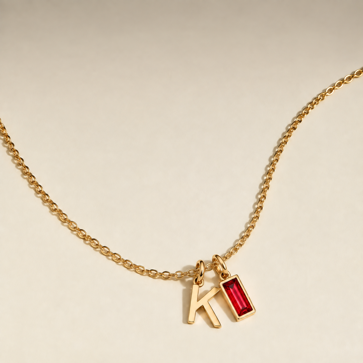Initial Birthstone Pendant Necklace