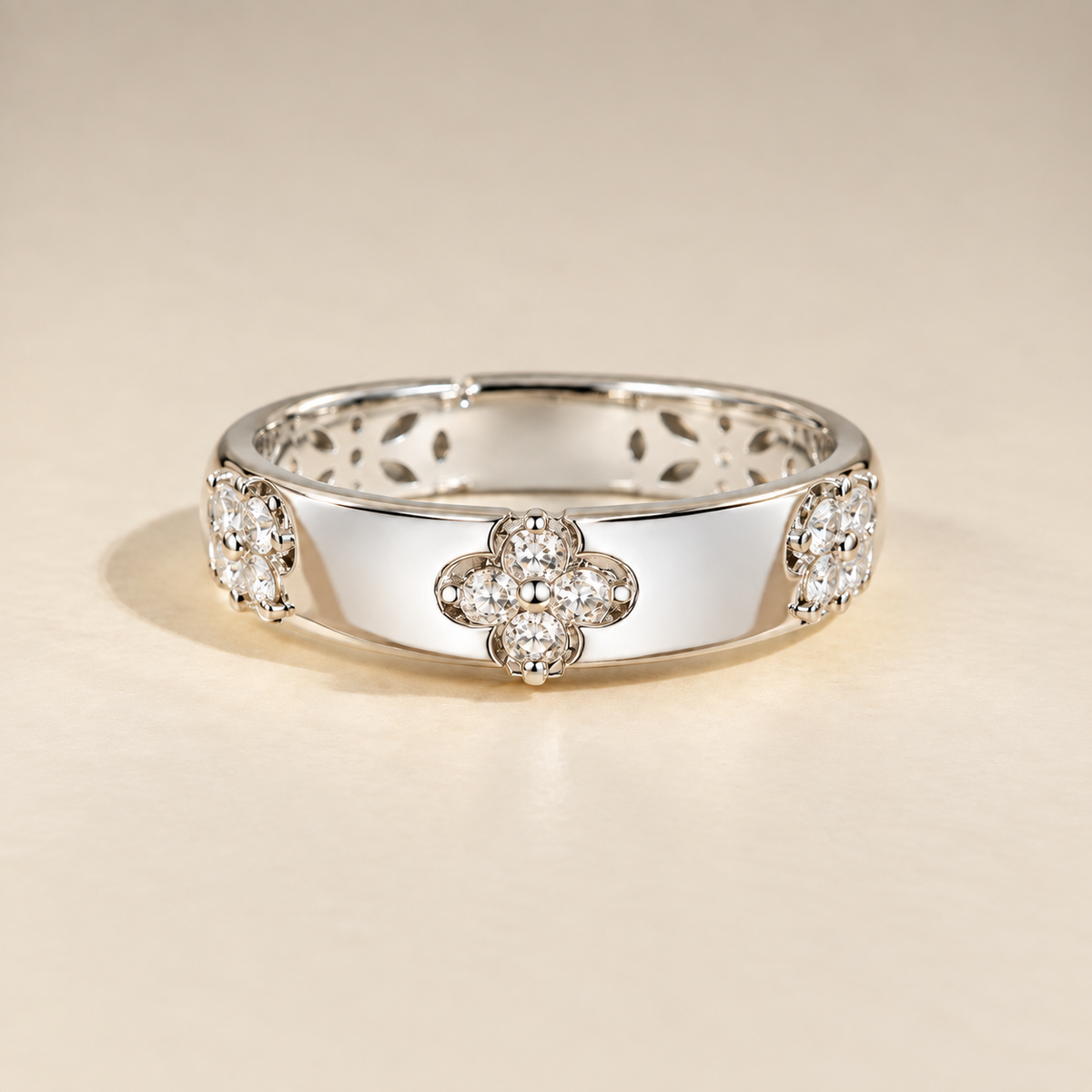 Floral Crystal Band Ring