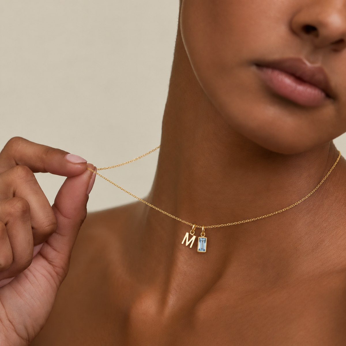 Initial Birthstone Necklace