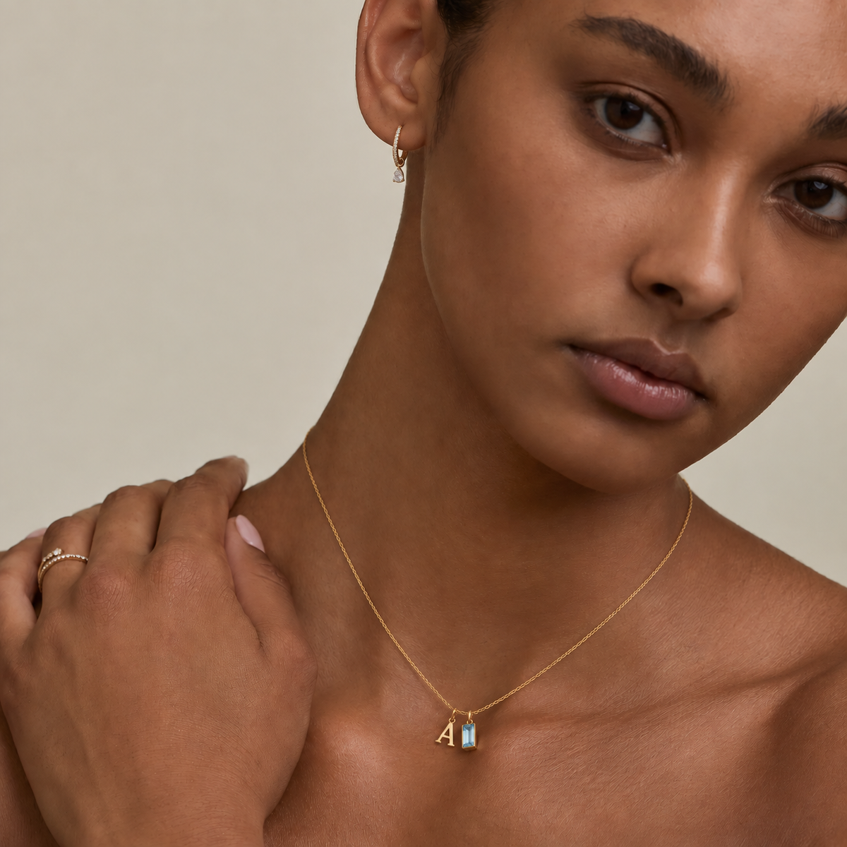 Initial Birthstone Necklace