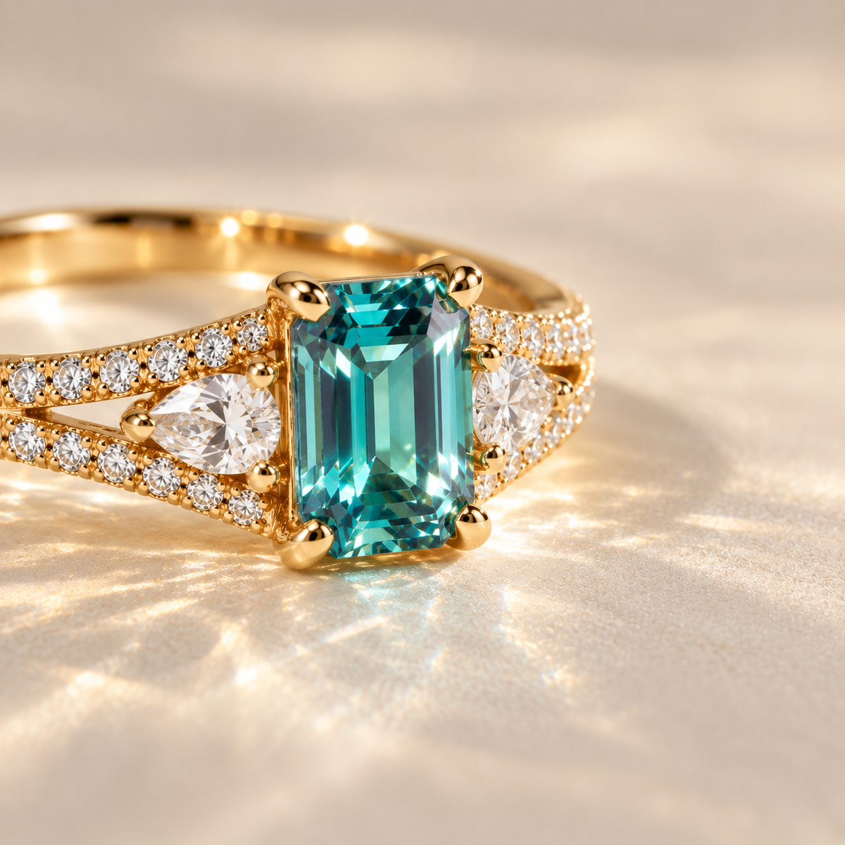 Adjustable Emerald Cut Crystal Ring