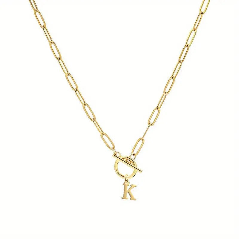 Toggle Initial Paperclip Necklace