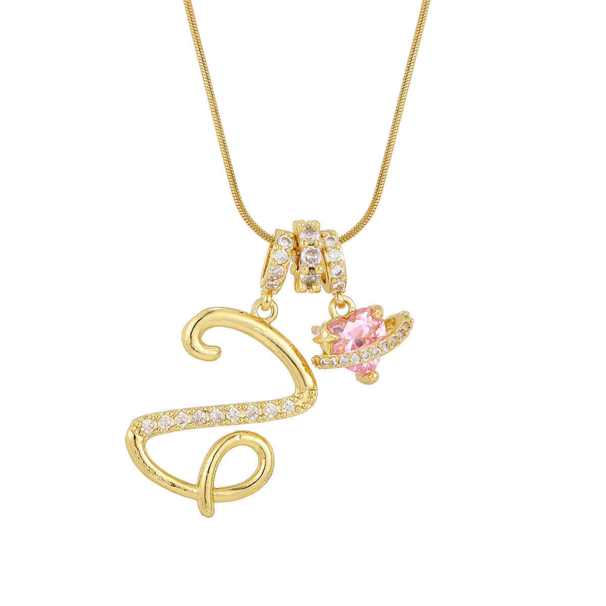 Pink Planet Initial Necklace