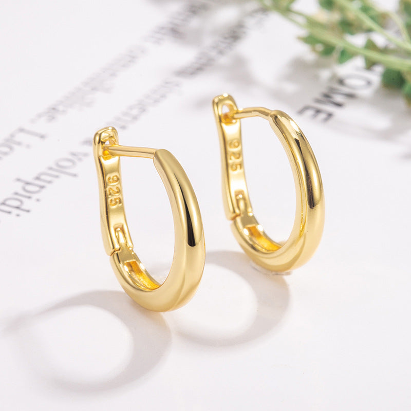 Polished Gold Chunky Huggie Hoops