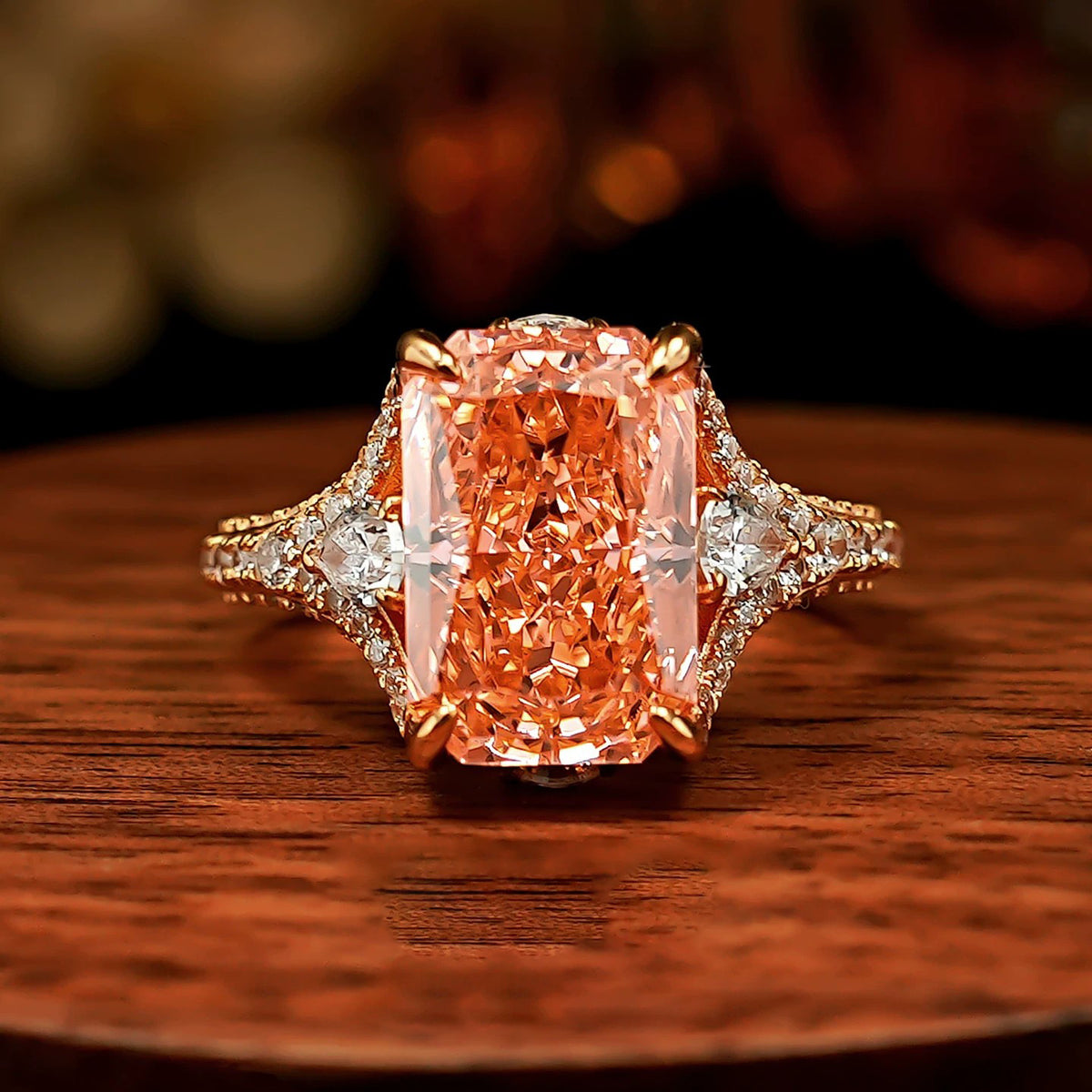 Ice Flower Cut Radiant Cut Luxury Heavy Setting Women’s Ring