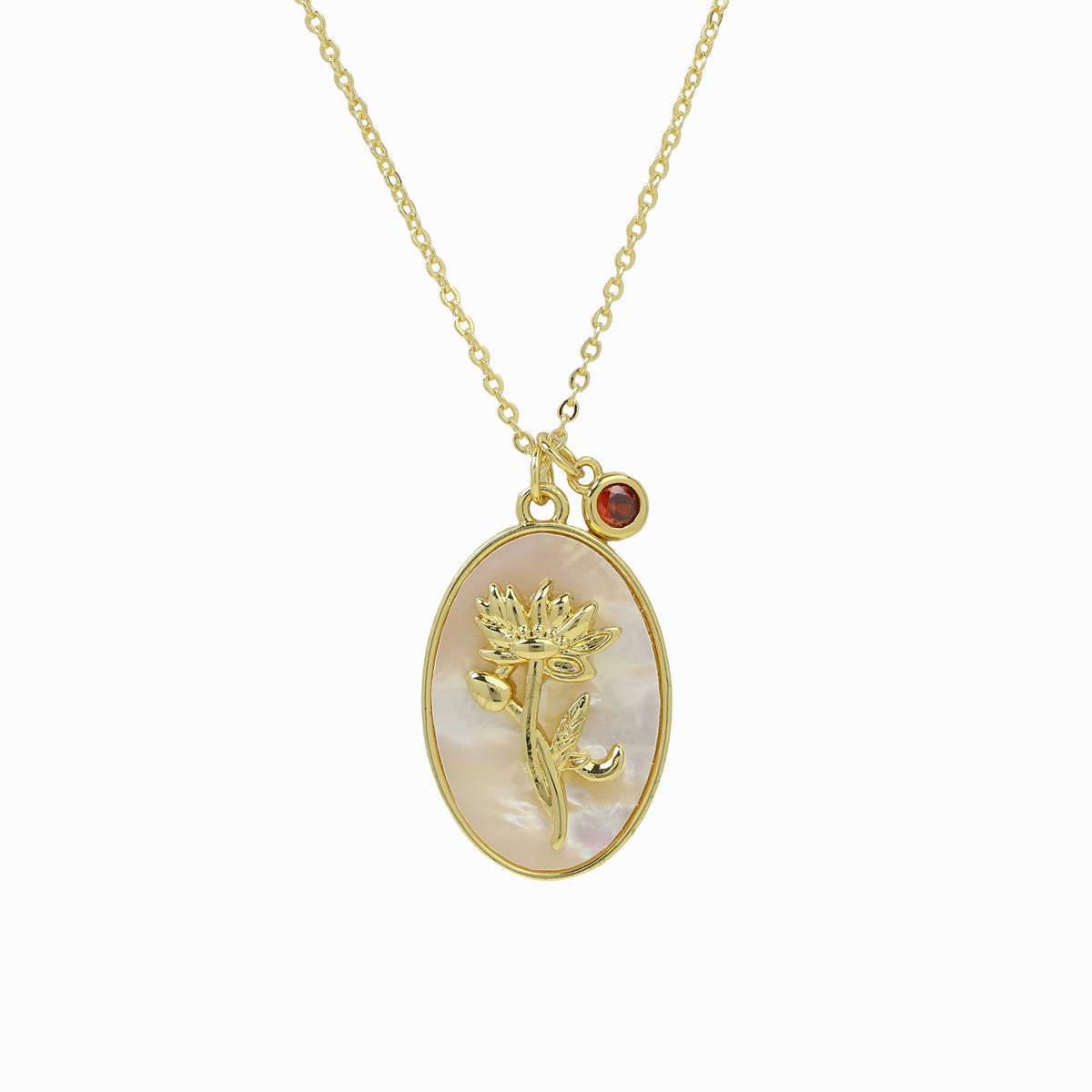 Birth Flower & Birthstone Pendant Necklace | Elegant Women Jewelry