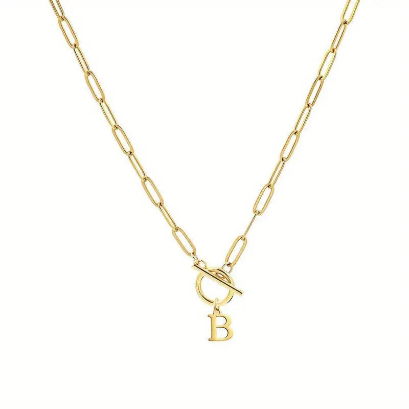 Toggle Initial Paperclip Necklace
