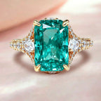 Ice Flower Cut Radiant Cut Luxury Heavy Setting Women’s Ring