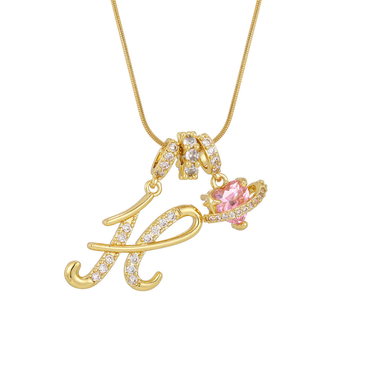 Pink Planet Initial Necklace